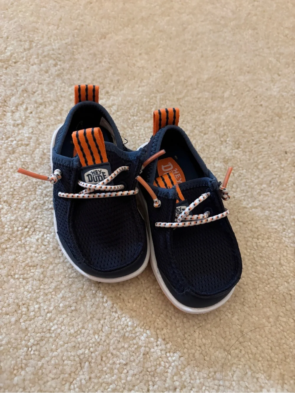 Hey Dude Kids Navy with Orange Accent Slip-On Sneakers